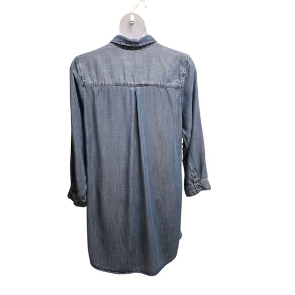 Chicos Womens 16 Shirt Dress Lyocell Chambray Denim Button Front Side Tie - Picture 2 of 9